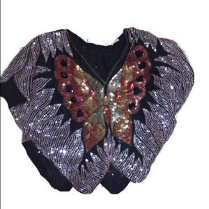 Vintage sequin butterfly top.💄